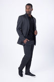 Barabas Wholesale Men's Brushed Cotton Notched Lapel Matt Suit 3SU02 Charcoal