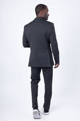 Barabas Wholesale Men's Brushed Cotton Notched Lapel Matt Suit 3SU02 Charcoal