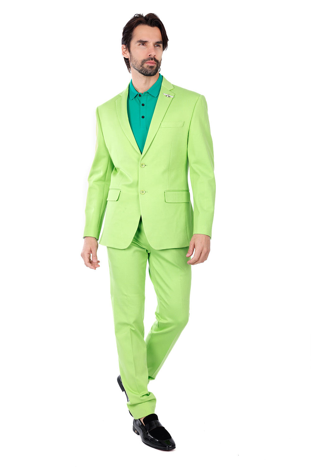 Barabas Wholesale Men's Brushed Cotton Notch Lapel Matte Casual Suit 3SU02 Lime