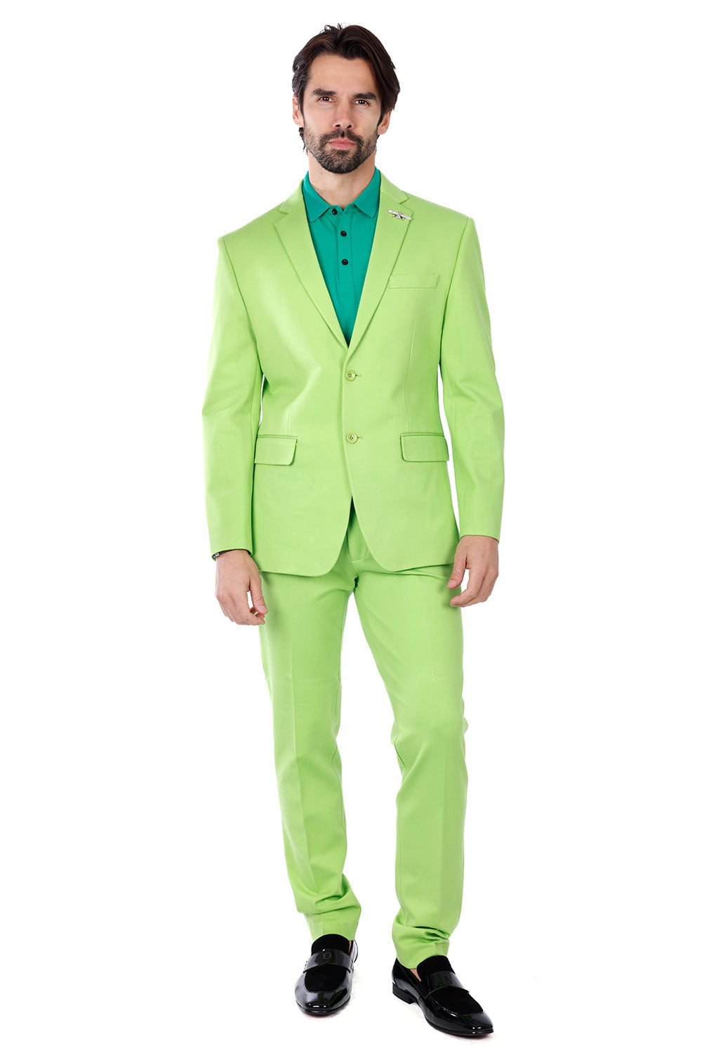 Barabas Wholesale Men's Brushed Cotton Notch Lapel Matte Casual Suit 3SU02 green