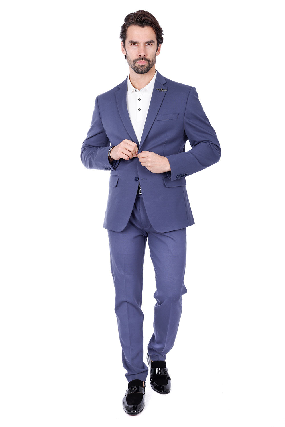 Barabas Wholesale Men's Brushed Cotton Notch Lapel Matte Casual Suit 3SU02 Navy