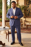 Barabas Wholesale Men's Brushed Cotton Notched Lapel Matt Suit 3SU02 Elemental Blue