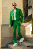Barabas Wholesale Men's Brushed Cotton Notched Lapel Matt Suit 3SU02 Emerald