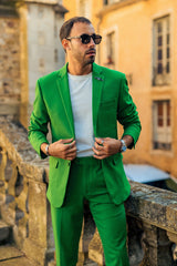 Barabas Wholesale Men's Brushed Cotton Notched Lapel Matt Suit 3SU02 Emerald