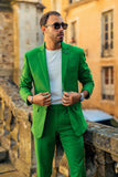 Barabas Wholesale Men's Brushed Cotton Notched Lapel Matt Suit 3SU02 Emerald