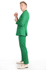Barabas Wholesale Men's Brushed Cotton Notched Lapel Matt Suit 3SU02 Emerald
