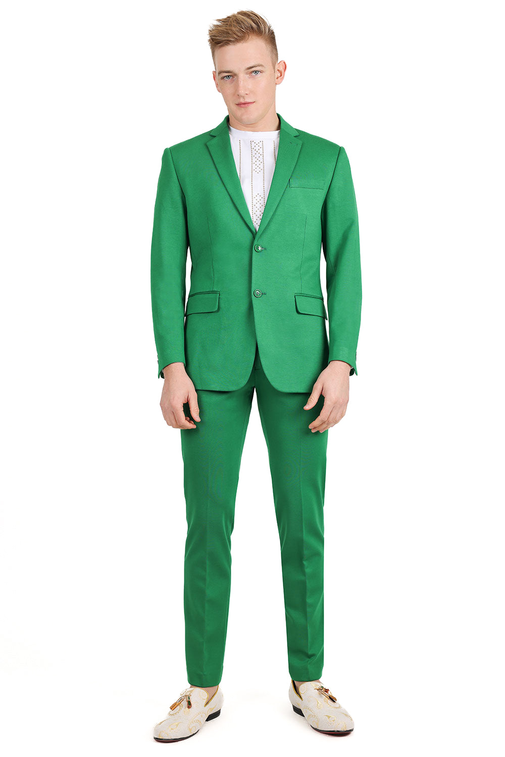 Barabas Wholesale Men's Brushed Cotton Notched Lapel Matt Suit 3SU02 Emerald