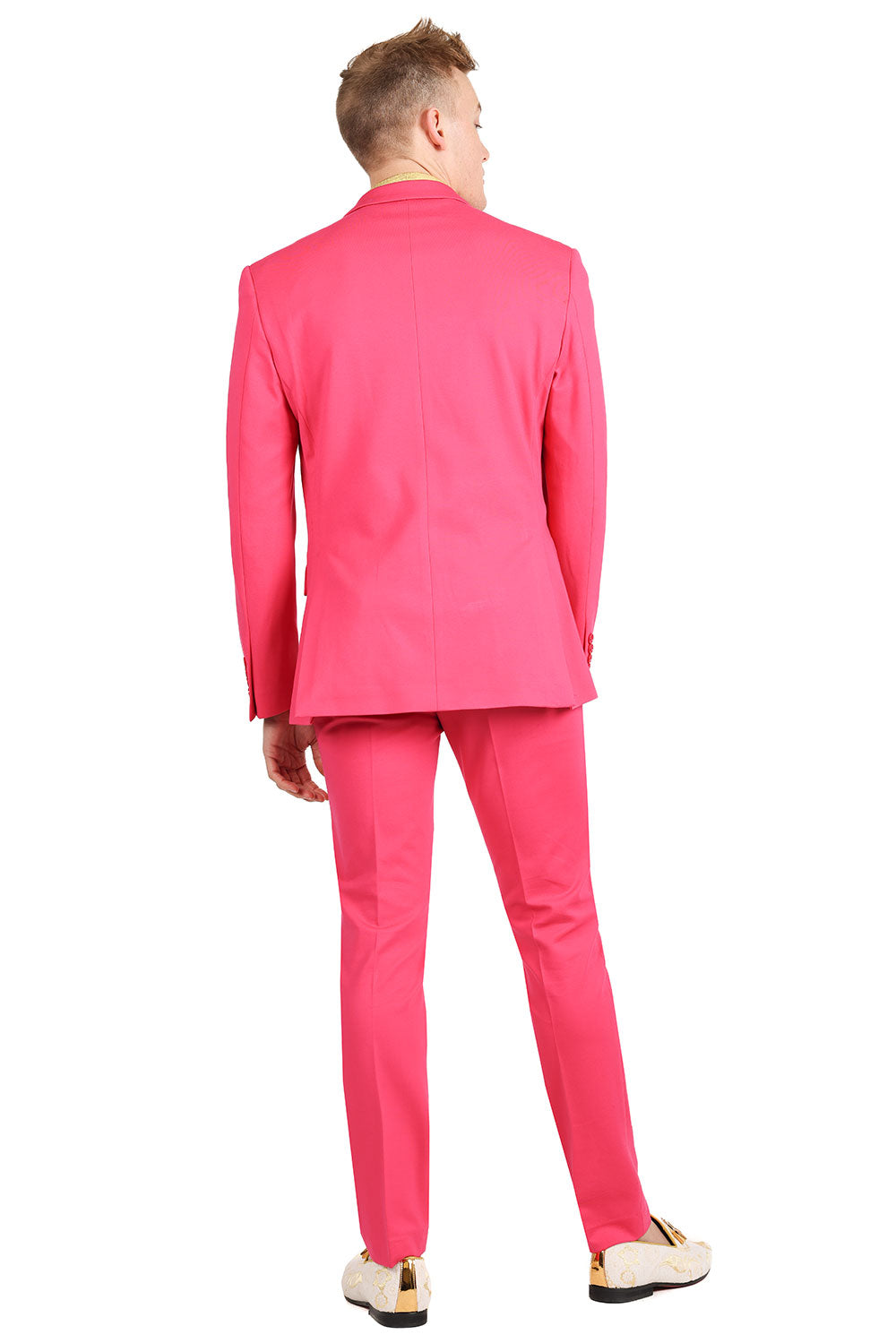 Barabas Wholesale Men's Brushed Cotton Notched Lapel Matt Suit 3SU02 Fucshia