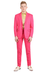 Barabas Wholesale Men's Brushed Cotton Notched Lapel Matt Suit 3SU02 Fuchsia