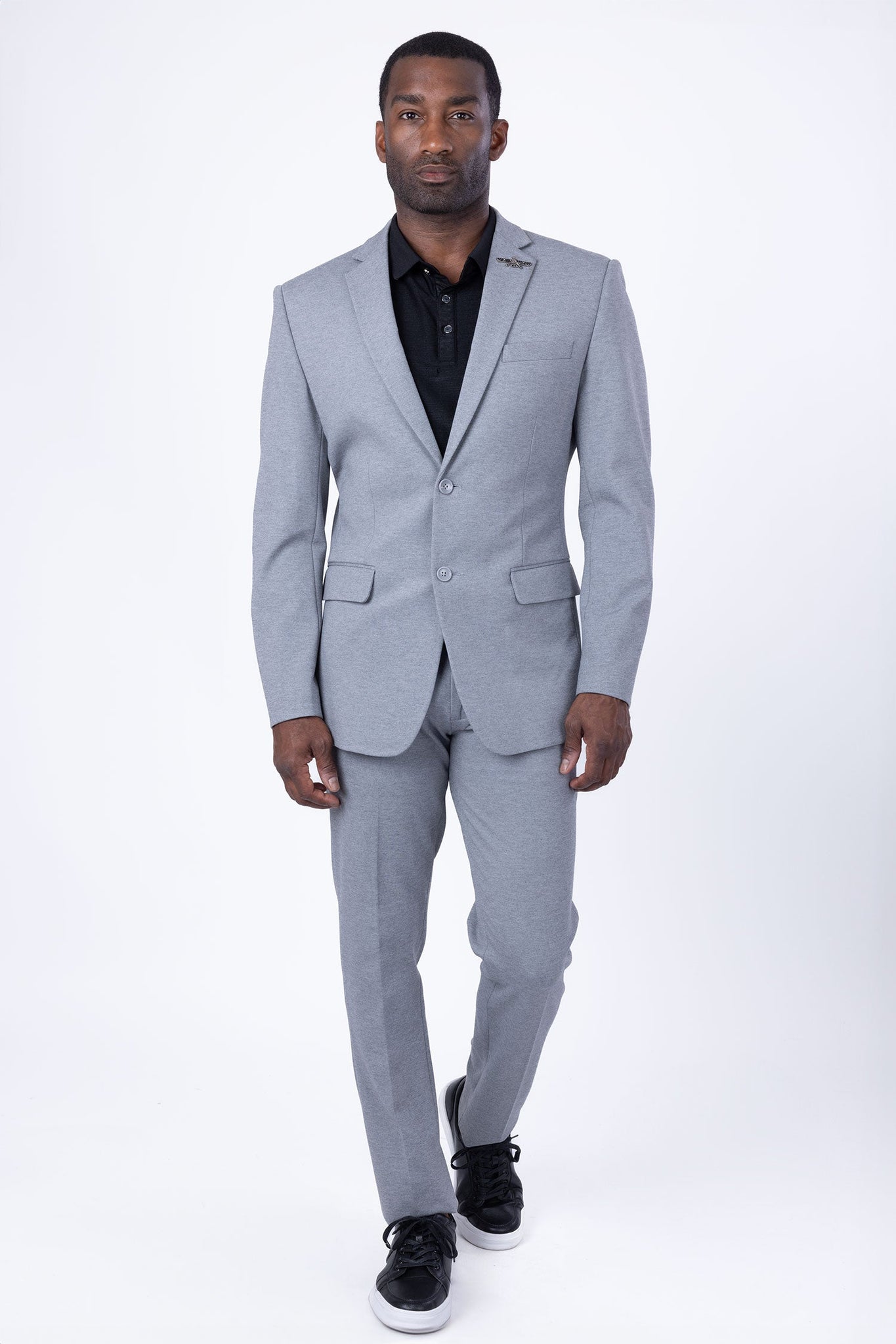 Barabas Wholesale Men's Brushed Cotton Notched Lapel Matt Suit 3SU02 Grey