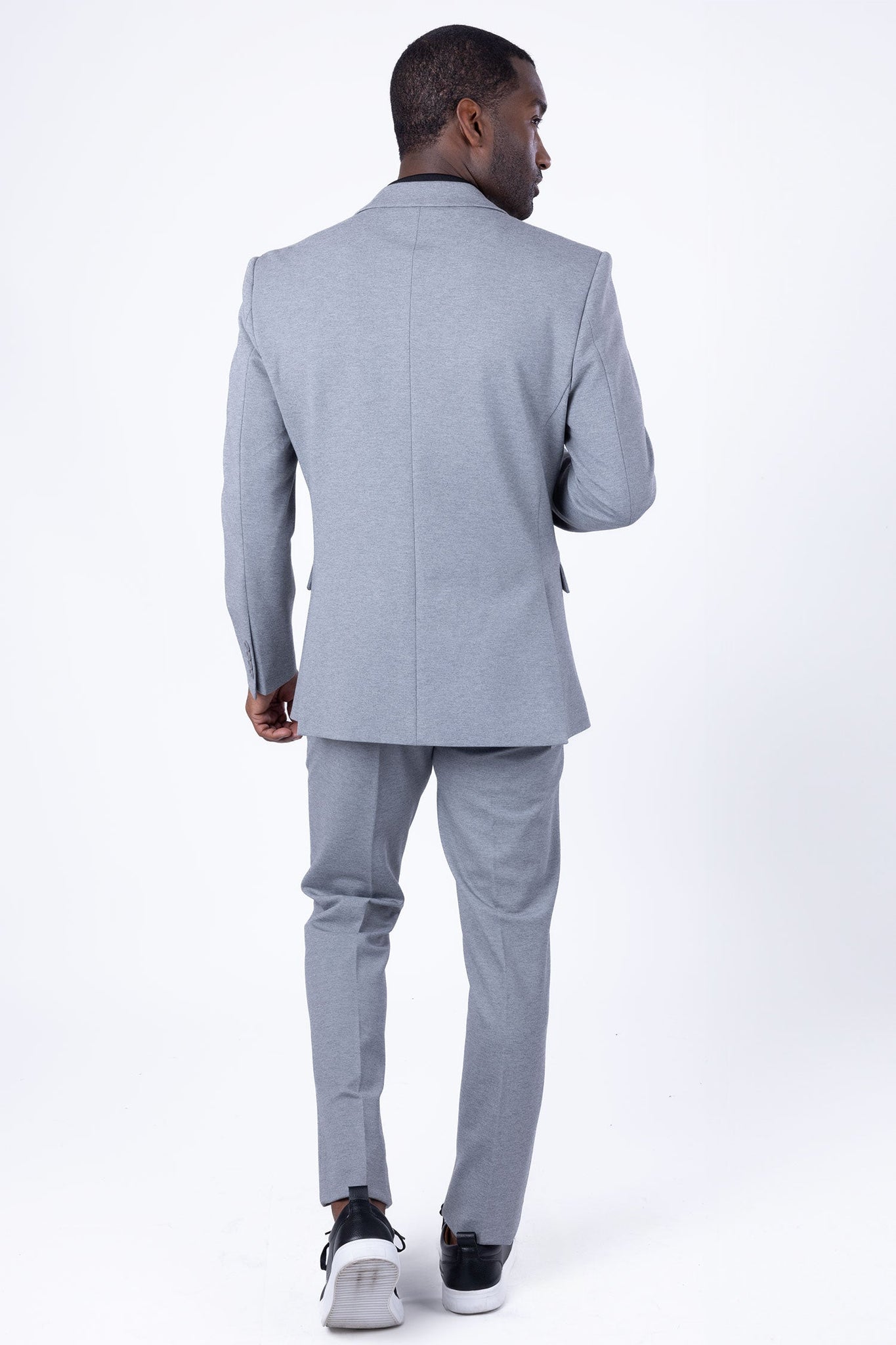 Barabas Wholesale Men's Brushed Cotton Notched Lapel Matt Suit 3SU02 Grey