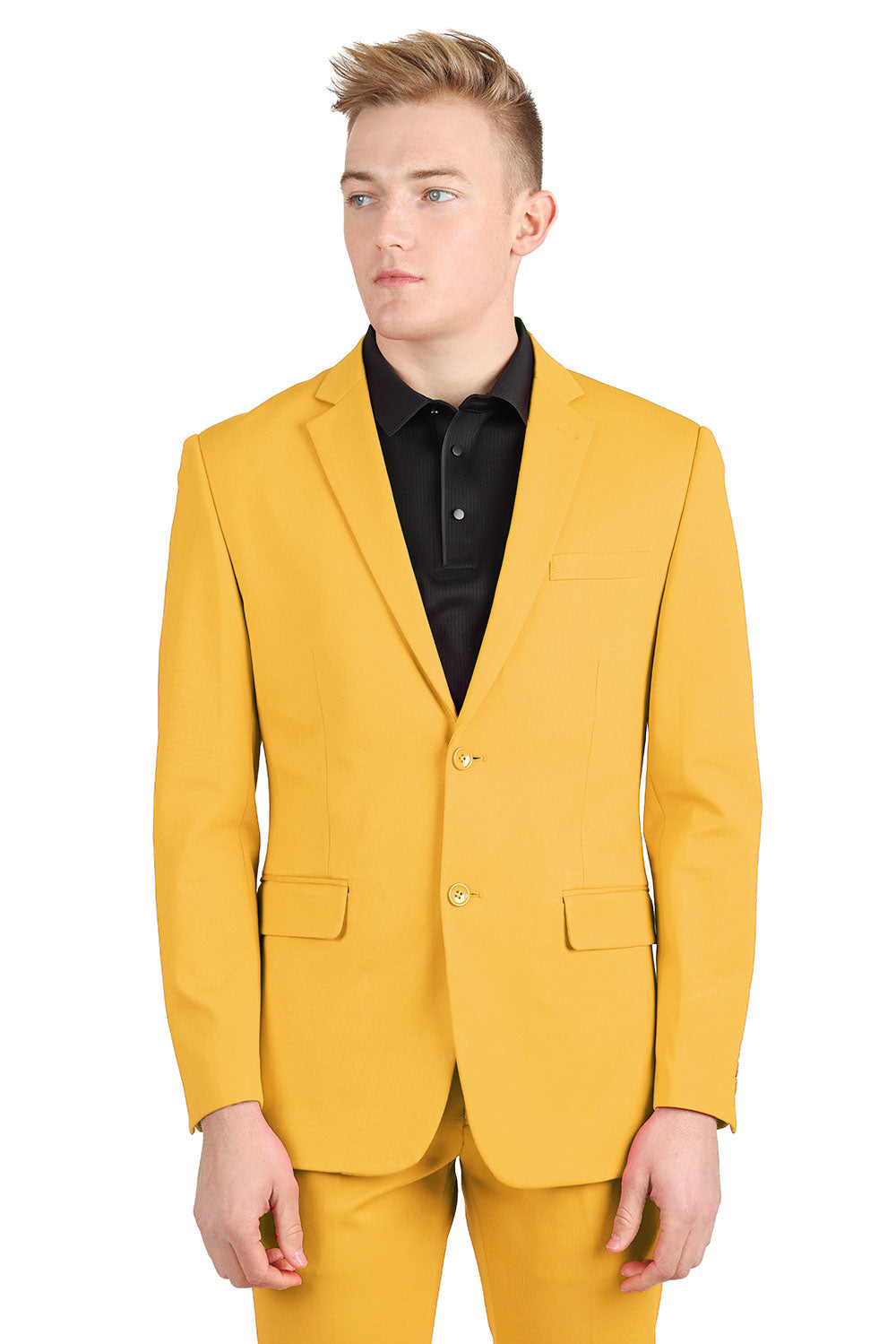 Barabas Wholesale Men's Brushed Cotton Notched Lapel Matt Suit 3SU02 Mustard