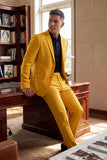 Barabas Wholesale Men's Brushed Cotton Notched Lapel Matt Suit 3SU02 Mustard