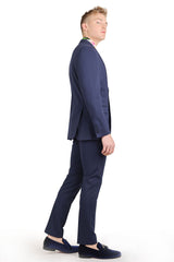 Barabas Wholesale Men's Brushed Cotton Notched Lapel Matt Suit 3SU02 Navy