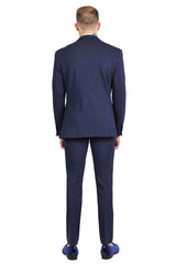 Barabas Wholesale Men's Brushed Cotton Notched Lapel Matt Suit 3SU02 navy