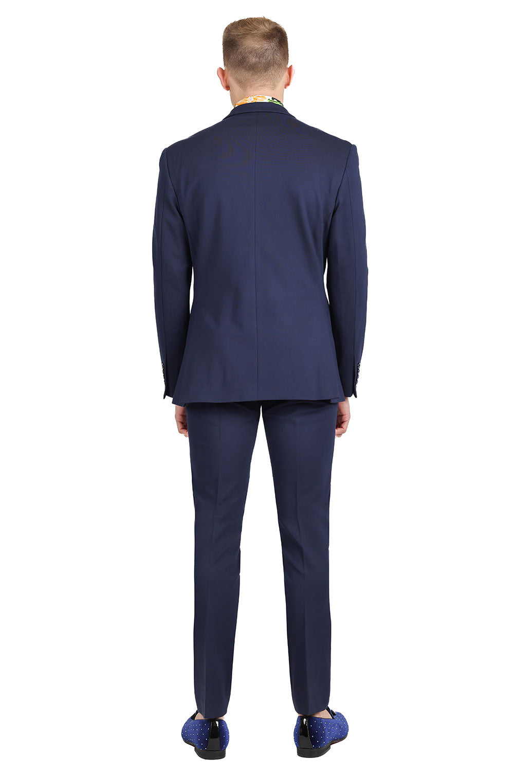 Barabas Wholesale Men's Brushed Cotton Notched Lapel Matt Suit 3SU02 navy