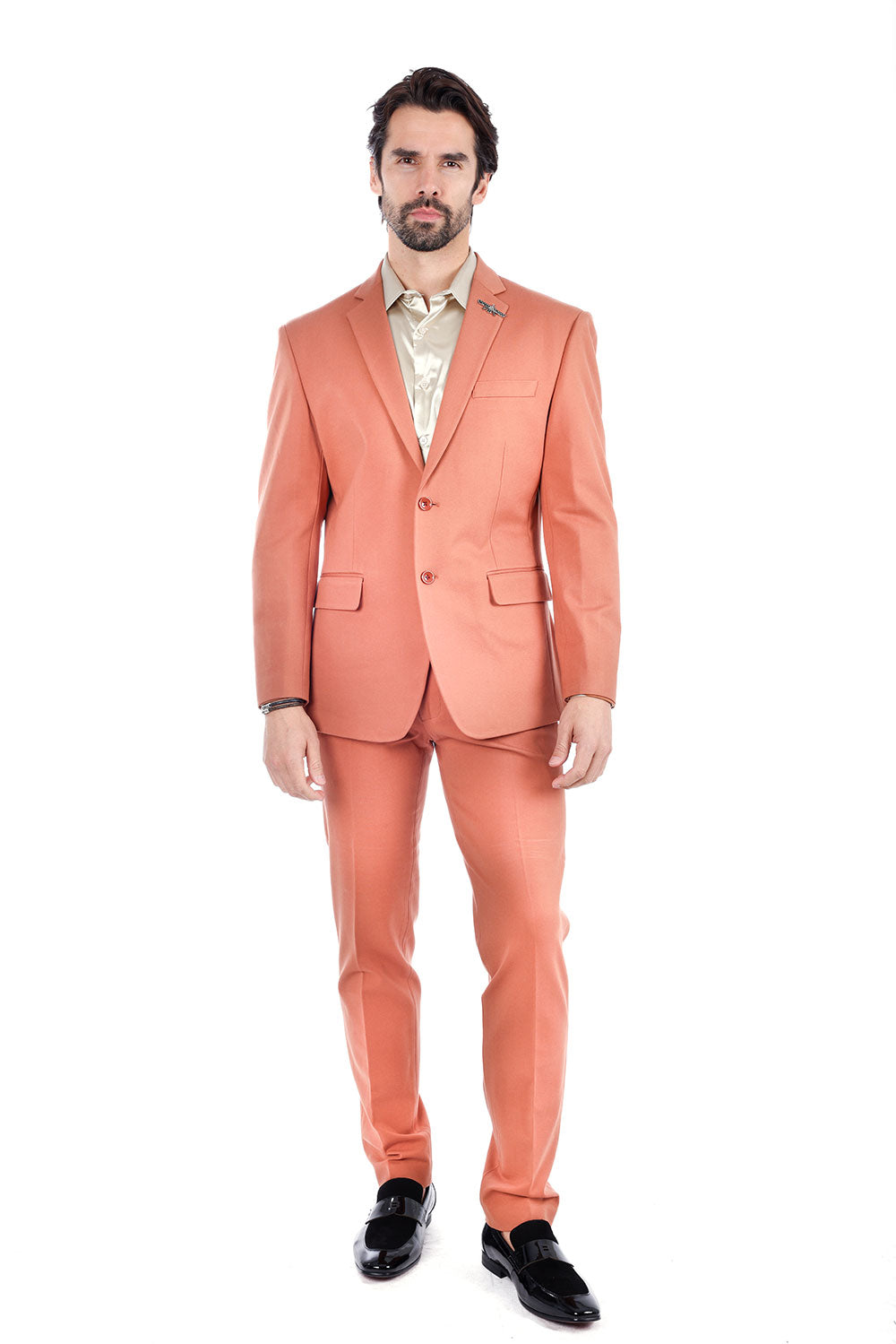 Barabas Wholesale Men's Brushed Cotton Notch Lapel Matte Casual Suit 3SU02 Brown
