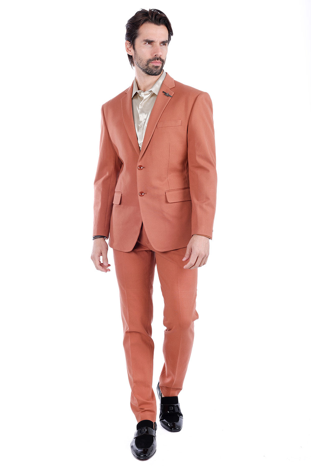 Barabas Wholesale Men's Brushed Cotton Notch Lapel Matte Casual Suit 3SU02 Camel
