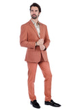 Barabas Wholesale Men's Brushed Cotton Notch Lapel Matte Casual Suit 3SU02 Brown