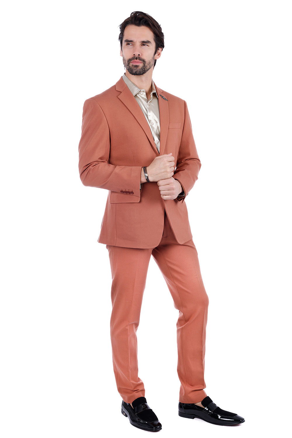 Barabas Wholesale Men's Brushed Cotton Notch Lapel Matte Casual Suit 3SU02 Brown