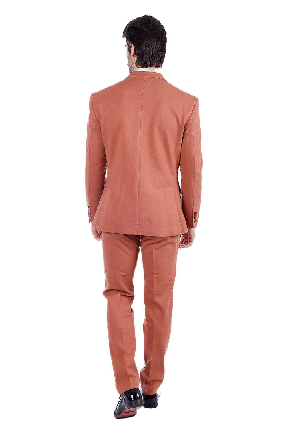 Barabas Wholesale Men's Brushed Cotton Notch Lapel Matte Casual Suit 3SU02 NutShell