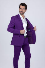 Barabas Wholesale Men's Brushed Cotton Notch Lapel Matte Casual Suit 3SU02 Purple