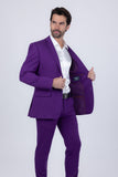 Barabas Wholesale Men's Brushed Cotton Notch Lapel Matte Casual Suit 3SU02 Purple