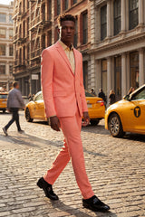 Barabas Wholesale Men's Brushed Cotton Notched Lapel Matt Suit 3SU02 Pink
