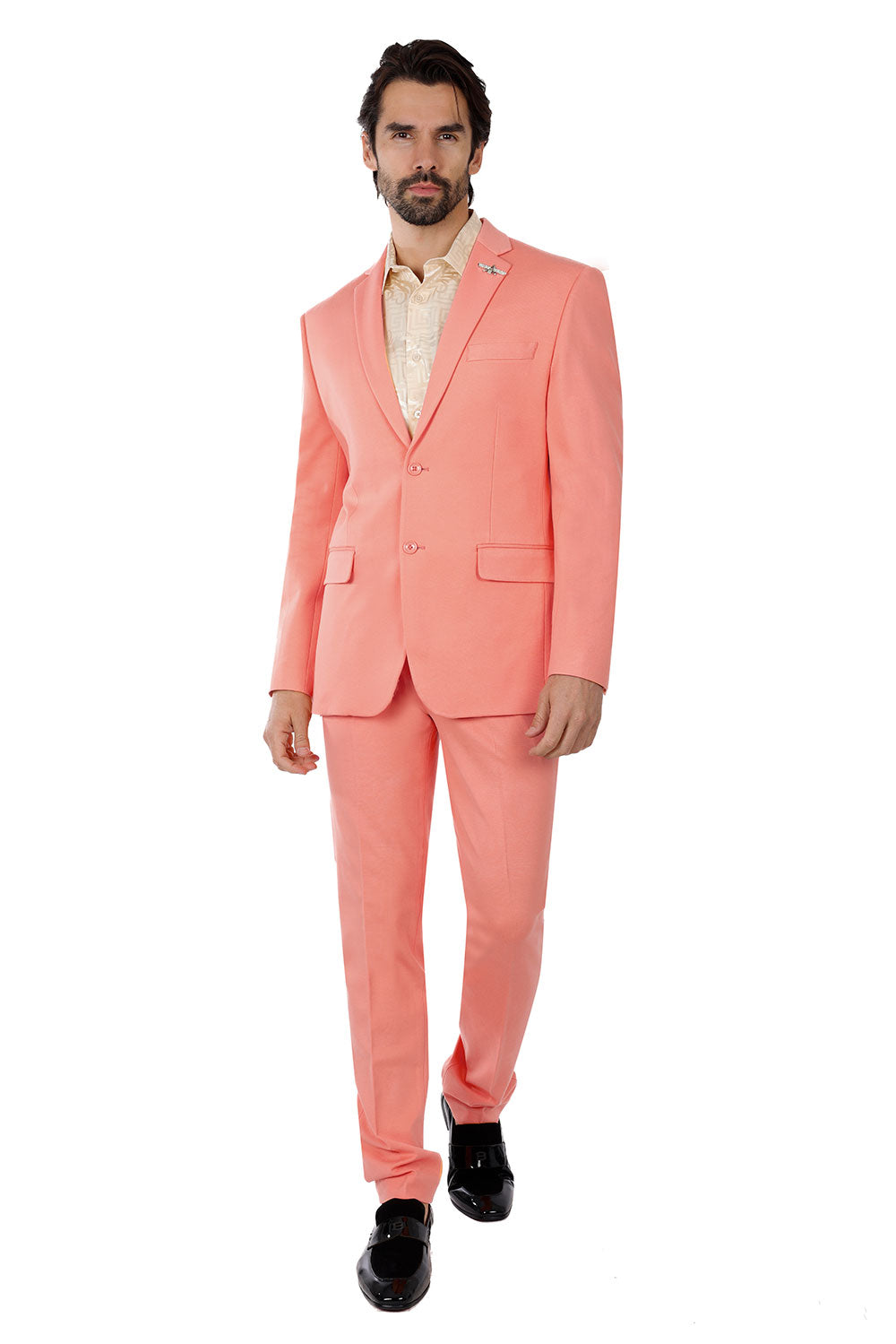 Barabas Wholesale Men's Brushed Cotton Notched Lapel Matt Suit 3SU02 Pink