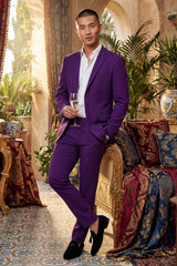 Barabas Wholesale Men's Brushed Cotton Notched Lapel Matt Suit 3SU02 Purple