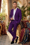 Barabas Wholesale Men's Brushed Cotton Notched Lapel Matt Suit 3SU02 Purple