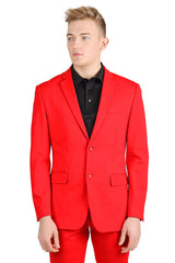 Barabas Wholesale Men's Brushed Cotton Notched Lapel Matt Suit 3SU02 Red