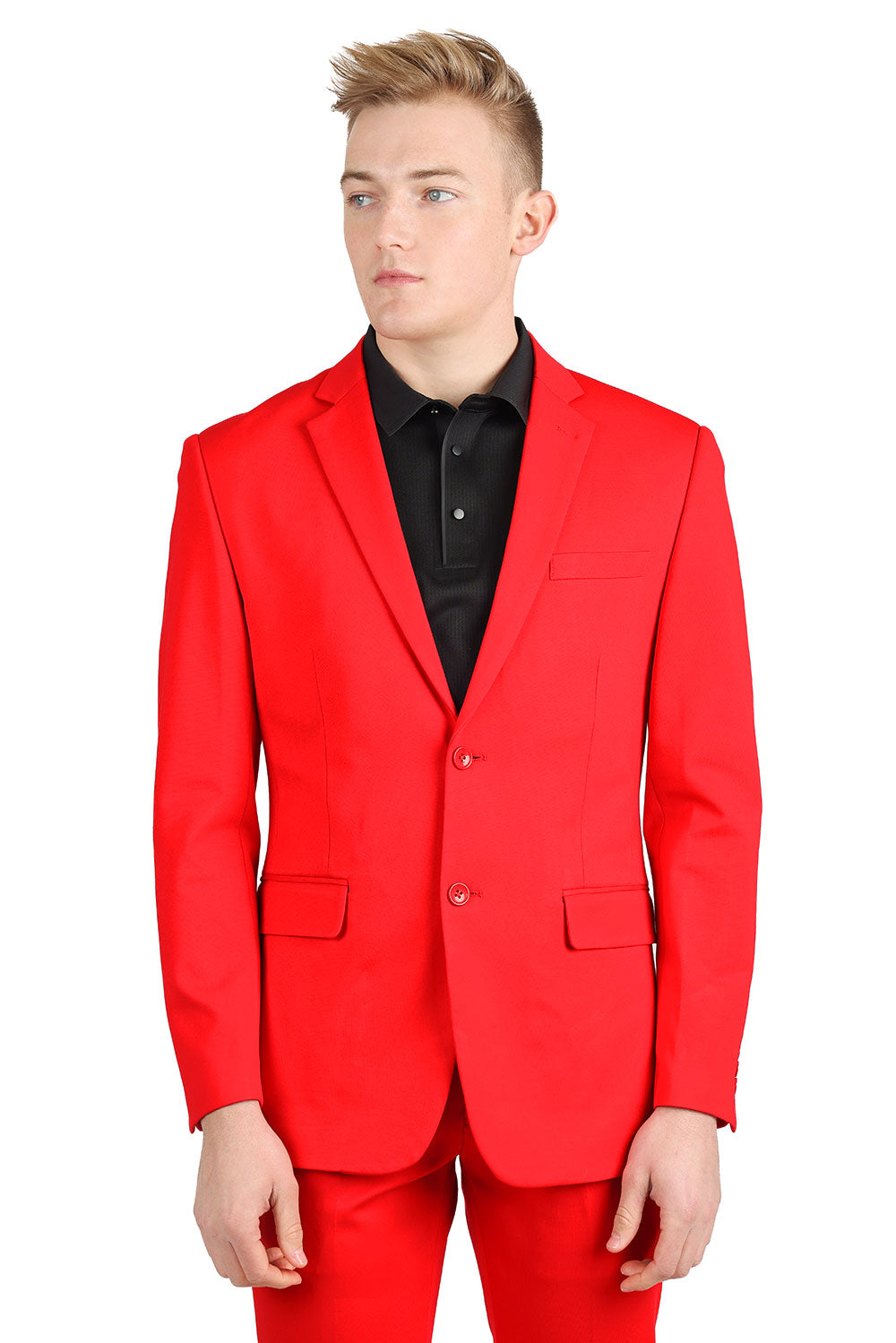 Barabas Wholesale Men's Brushed Cotton Notched Lapel Matt Suit 3SU02 Red