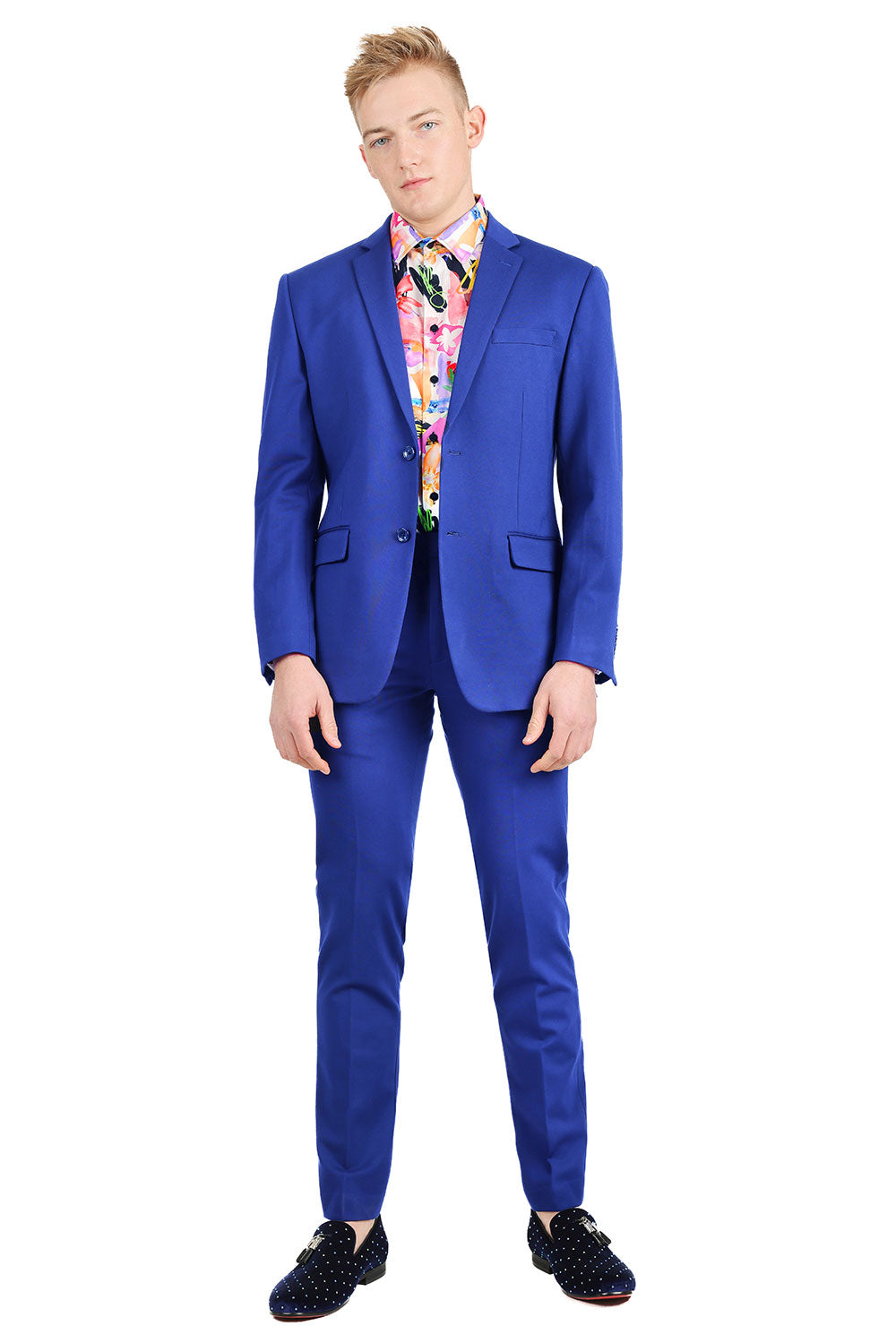 Barabas Wholesale Men's Brushed Cotton Notched Lapel Matt Suit 3SU02 Royal