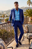 Barabas Wholesale Men's Brushed Cotton Notched Lapel Matt Suit 3SU02 Royal