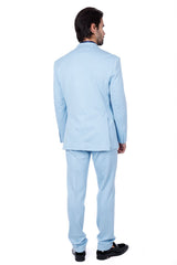 Barabas Wholesale Men's Brushed Cotton Notch Lapel Matte Casual Suit 3SU02 Blue