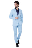 Barabas Wholesale Men's Brushed Cotton Notch Lapel Matte Casual Suit 3SU02 Sky Blue