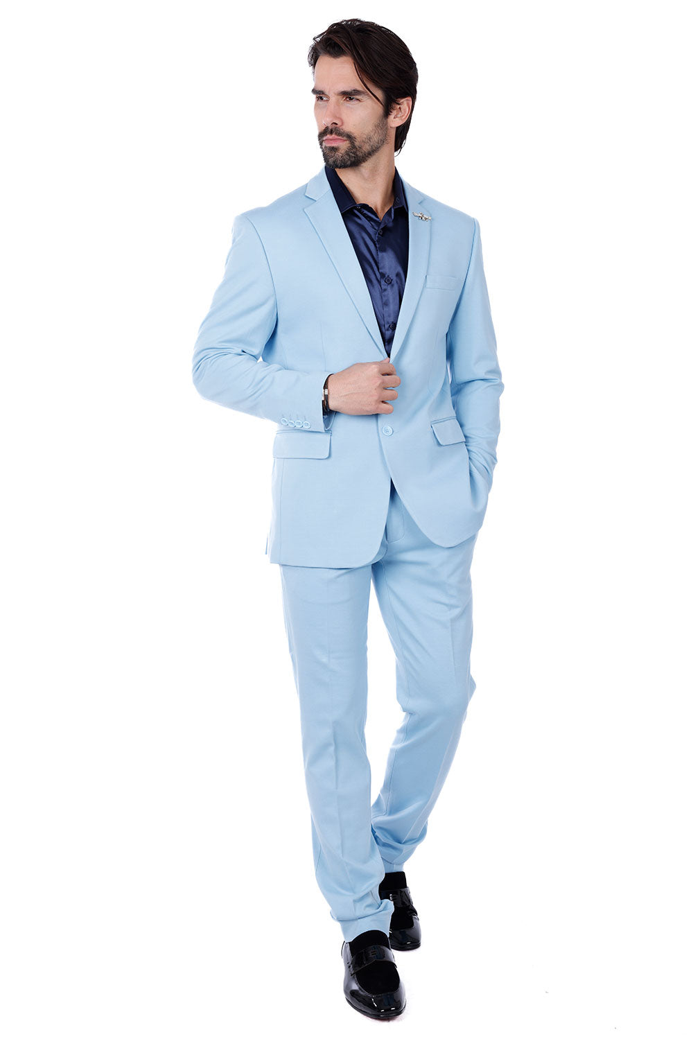 Barabas Wholesale Men's Brushed Cotton Notch Lapel Matte Casual Suit 3SU02 Sky Blue