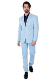 Barabas Wholesale Men's Brushed Cotton Notch Lapel Matte Casual Suit 3SU02 light Blue