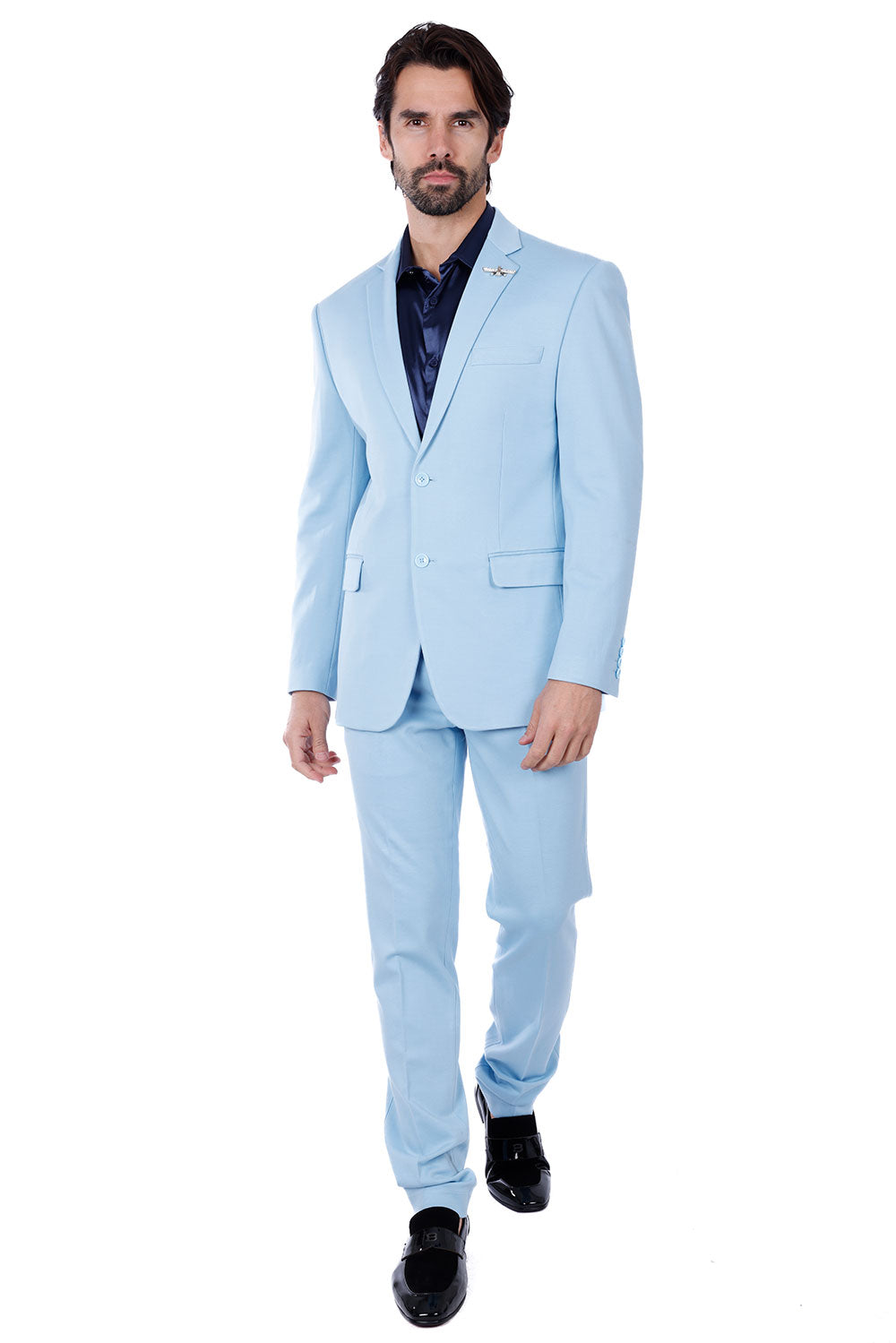 Barabas Wholesale Men's Brushed Cotton Notch Lapel Matte Casual Suit 3SU02 light Blue