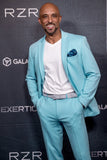 Barabas Wholesale Men's Brushed Cotton Notch Lapel Matte Casual Suit 3SU02 Turquoise