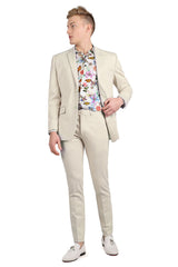 Barabas Wholesale Men's Brushed Cotton Notched Lapel Matt Suit 3SU02 Tan