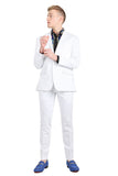 Barabas Wholesale Men's Brushed Cotton Notched Lapel Matt Suit 3SU02 White