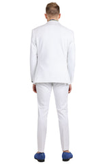 Barabas Wholesale Men's Brushed Cotton Notched Lapel Matt Suit 3SU02 White