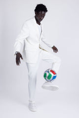 Barabas Wholesale Men's Brushed Cotton Notched Lapel Matt Suit 3SU02 White