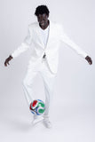 Barabas Wholesale Men's Brushed Cotton Notched Lapel Matt Suit 3SU02 White