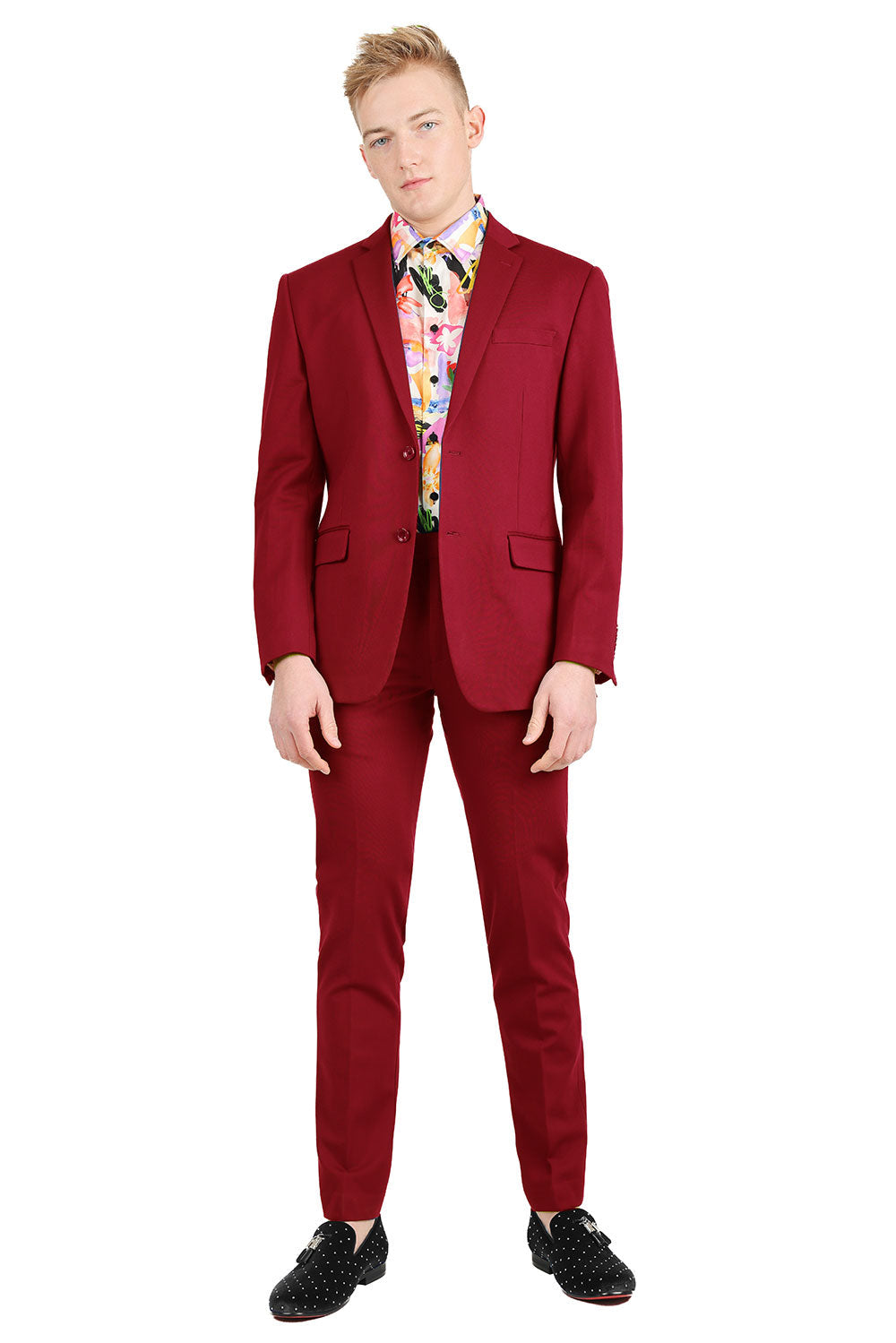 Barabas Wholesale Men's Brushed Cotton Notched Lapel Matt Suit 3SU02 Wine