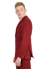 Barabas Wholesale Men's Brushed Cotton Notched Lapel Matt Suit 3SU02 Wine