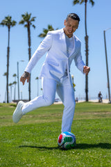 Barabas Wholesale Men's Brushed Cotton Notched Lapel Matt Suit 3SU02 White