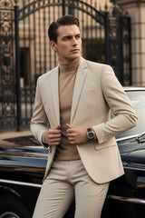Barabas Wholesale Men's Brushed Cotton Notched Lapel Matt Suit 3SU02 Tan